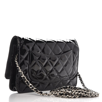 Chanel Patent Quilted Wallet On Chain WOC Black 3 of 11