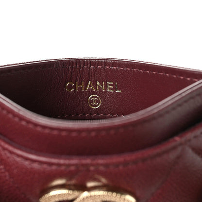 Chanel Caviar Quilted Studded CC Card Holder Burgundy 6 of 7