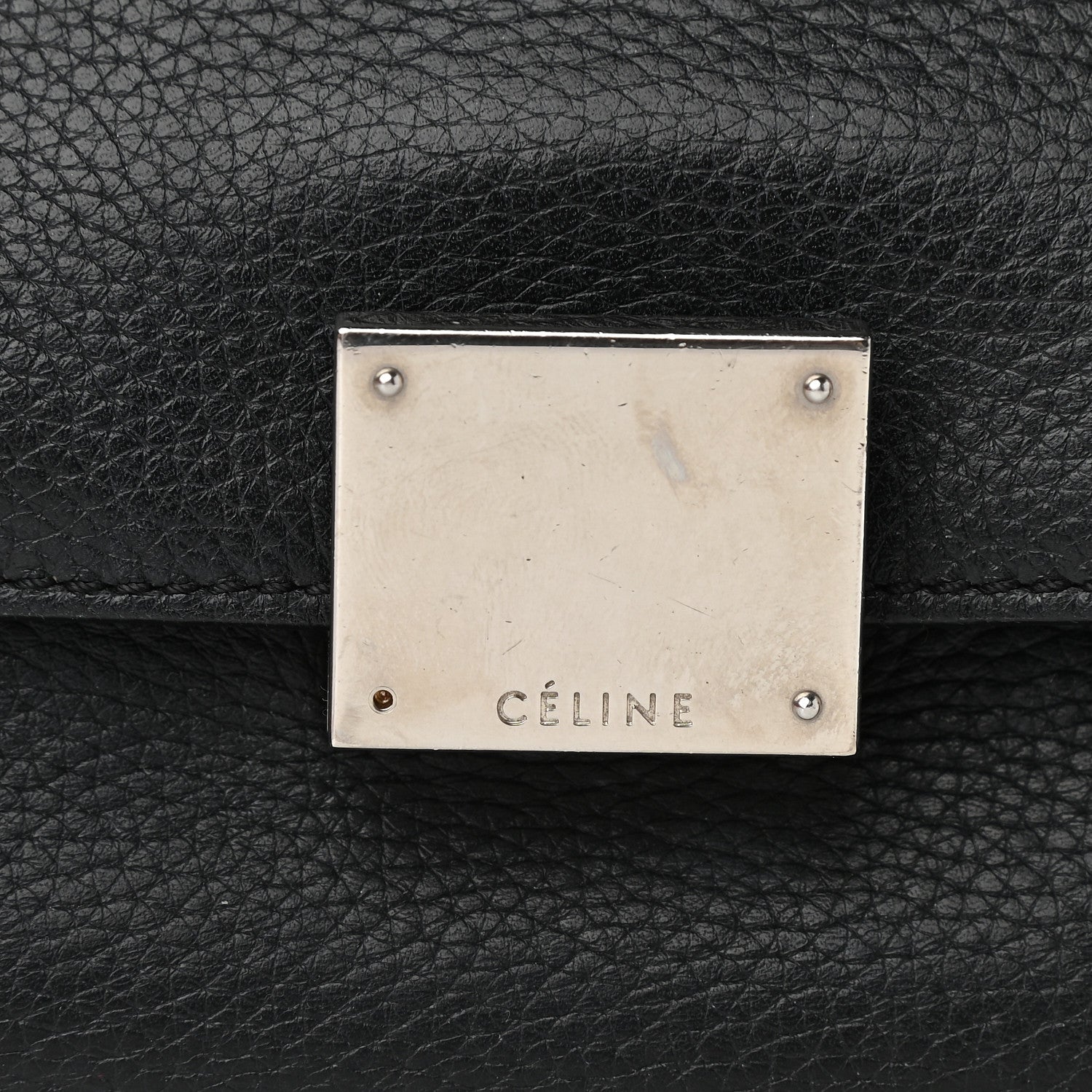 Celine Drummed Calfskin Suede Medium Trapeze Black 11 of 11