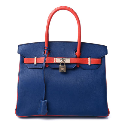 Hermes Chevre Mysore Horseshoe Birkin 30 Rose Jaipur Bleu Saphir 1 of 12