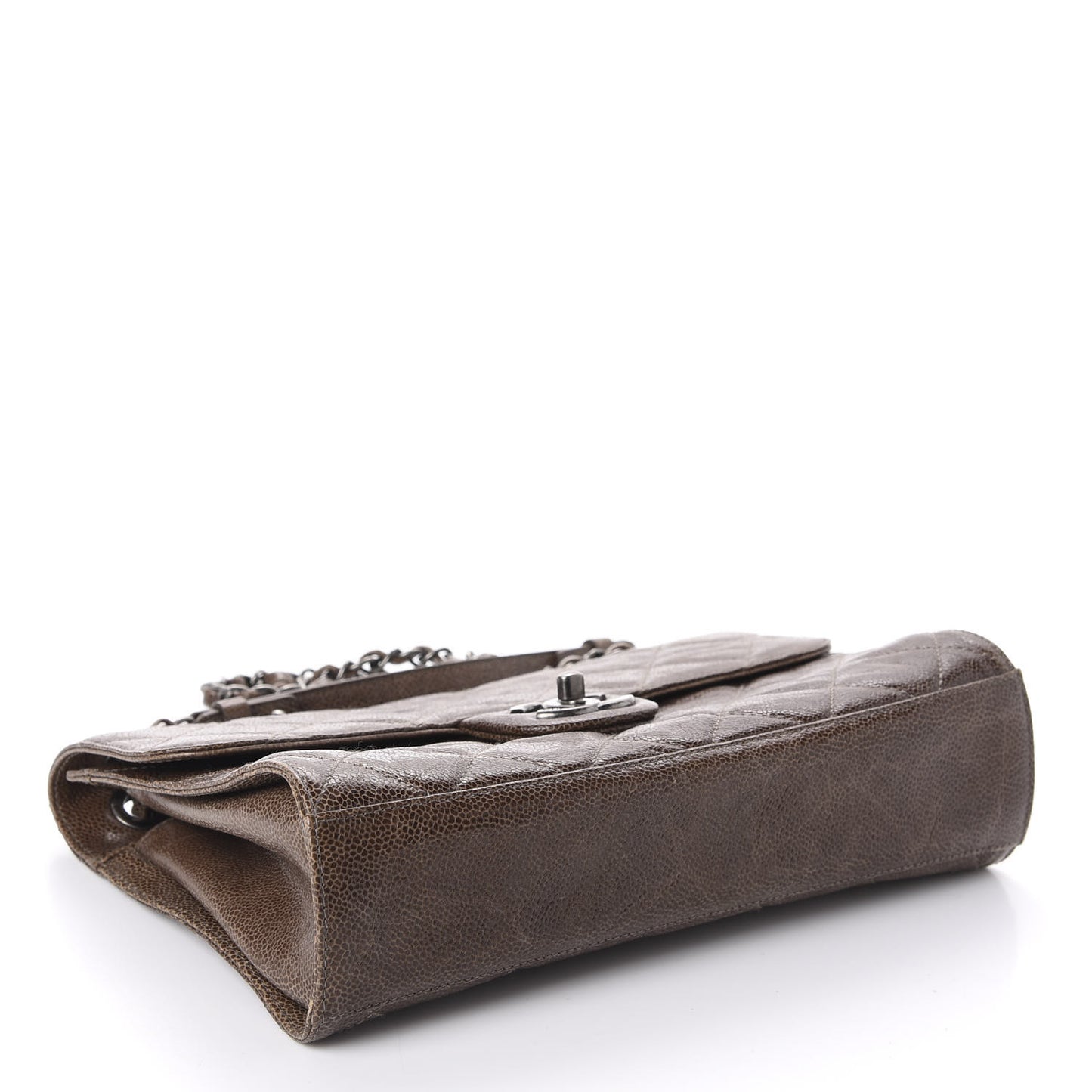 Crumpled Grained Calfskin Medium CC Crave Flap Brown