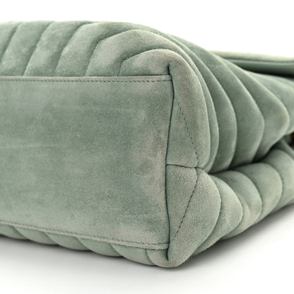 Saint Laurent Suede Y Quilted Monogram Medium Loulou Chain Satchel Vert Opaline 10 of 13