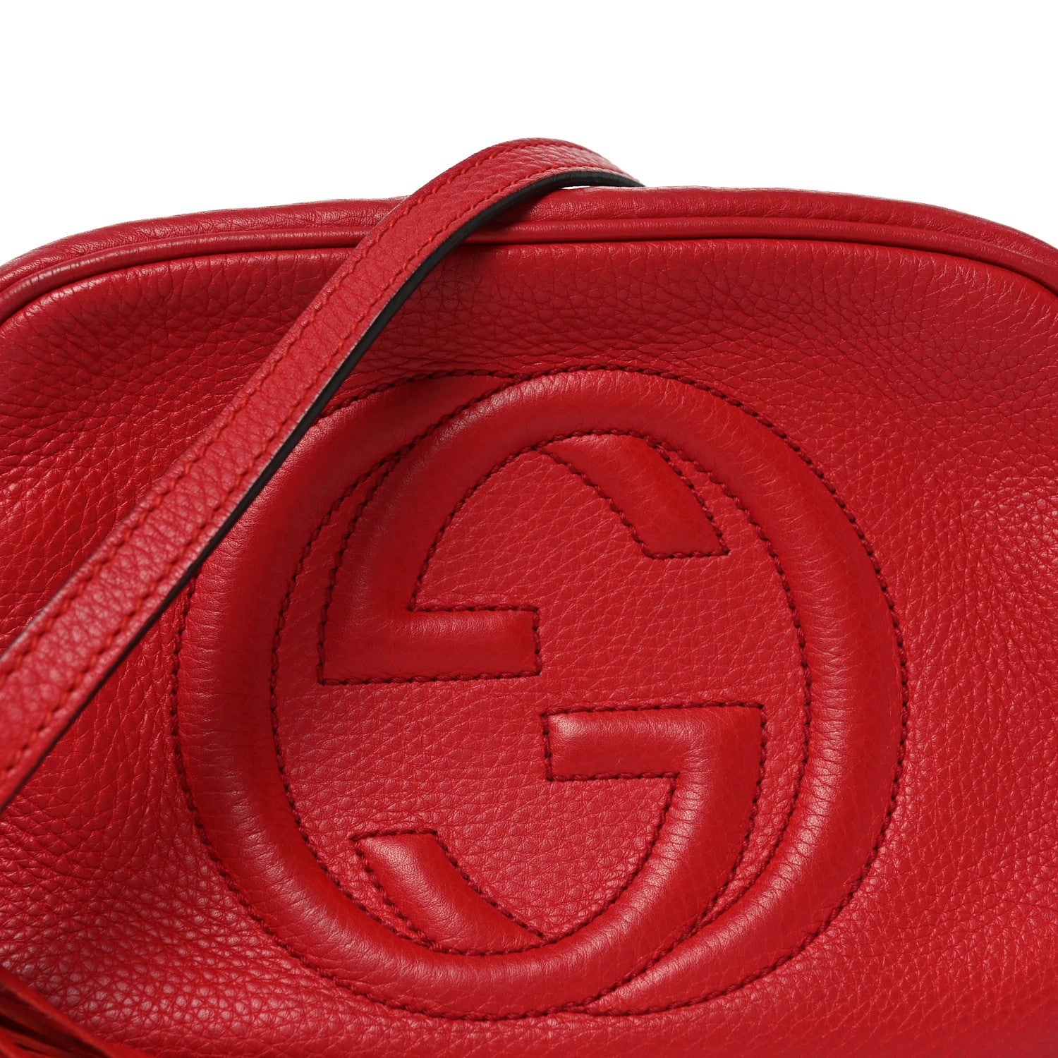 Gucci Pebbled Calfskin Small Soho Disco Bag Tabasco Red 8 of 10