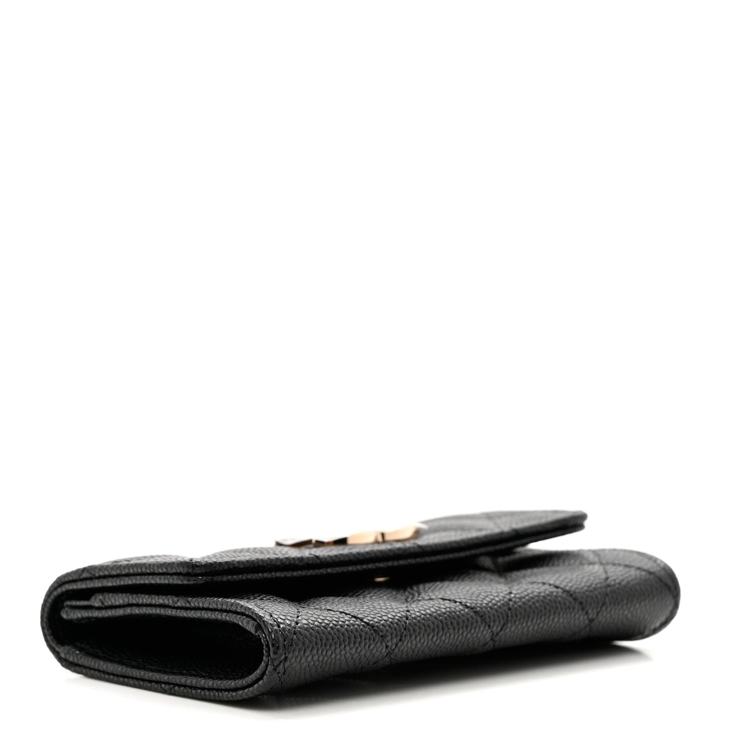 Caviar Quilted CC Racing Flag Flap Card Holder Black