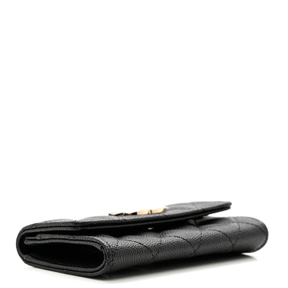 Chanel Caviar Quilted CC Racing Flag Flap Card Holder Black 4 of 8