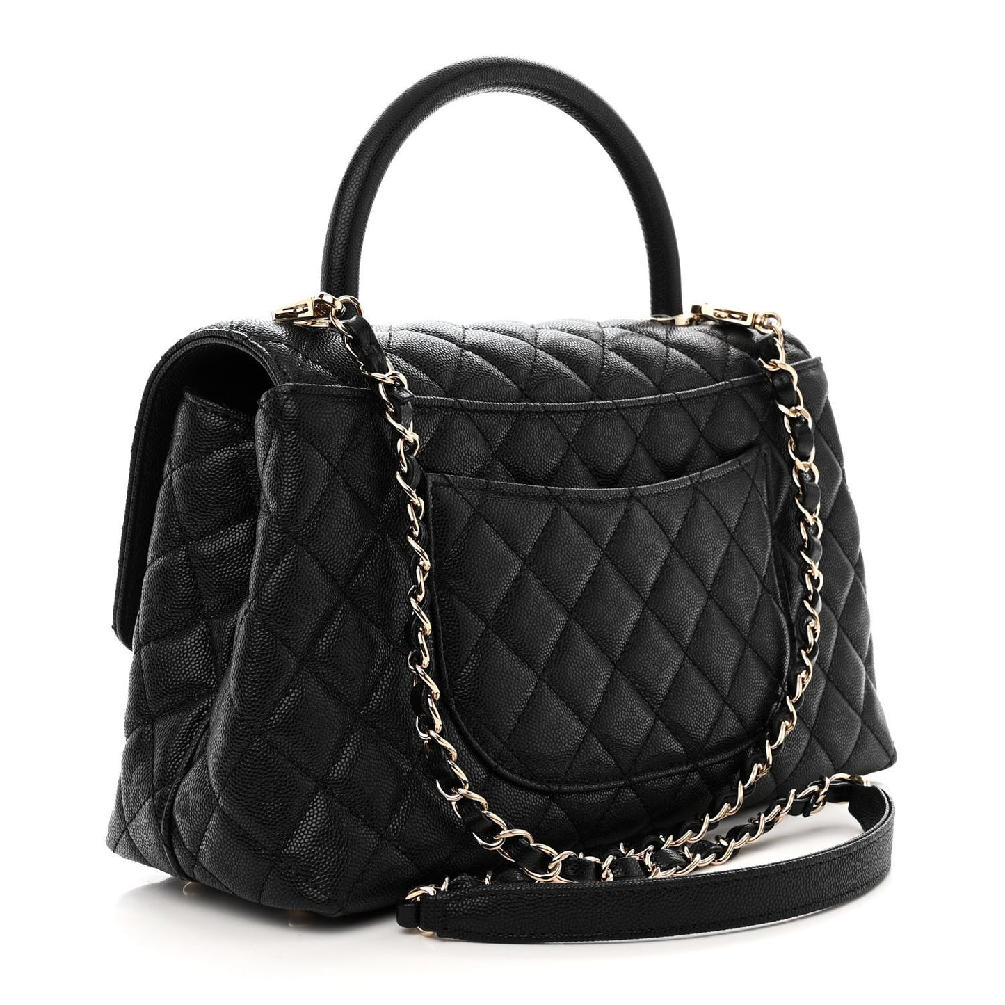 Caviar Quilted Small Coco Handle Flap Black