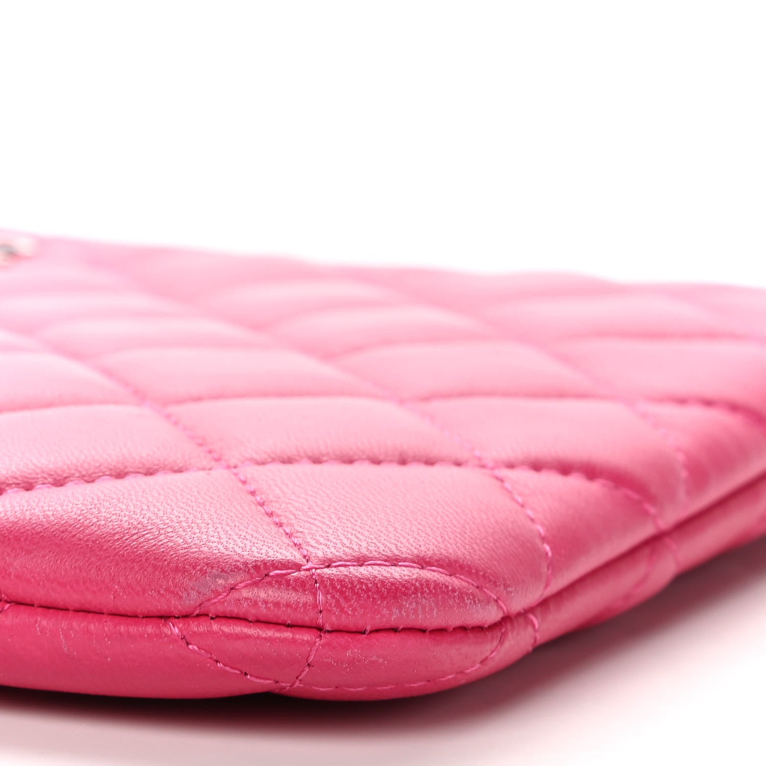 Chanel Lambskin Quilted Medium Cosmetic Case Dark Pink 10 of 13