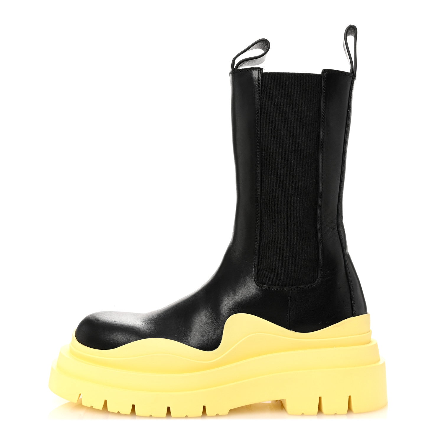 Bottega Veneta Calfskin The Tire Chelsea Boots 37 Black Yellow 1 of 11