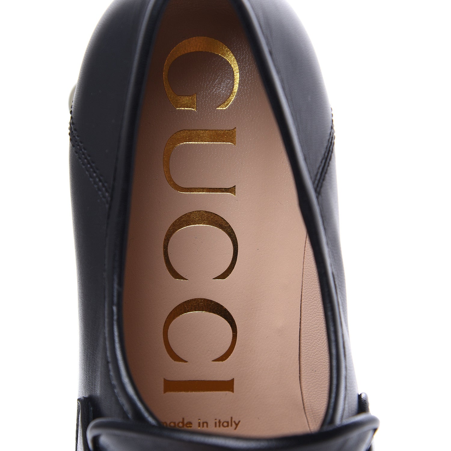 Gucci Malaga Kid Pearl Studded Vegas Platform Loafers 38 Black 8 of 9