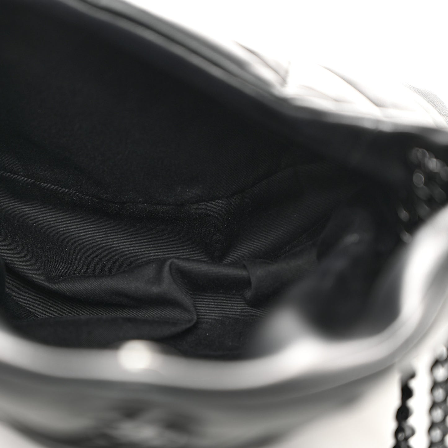 Lambskin Quilted Monogram Monochrome Small Loulou Puffer Chain Satchel Black