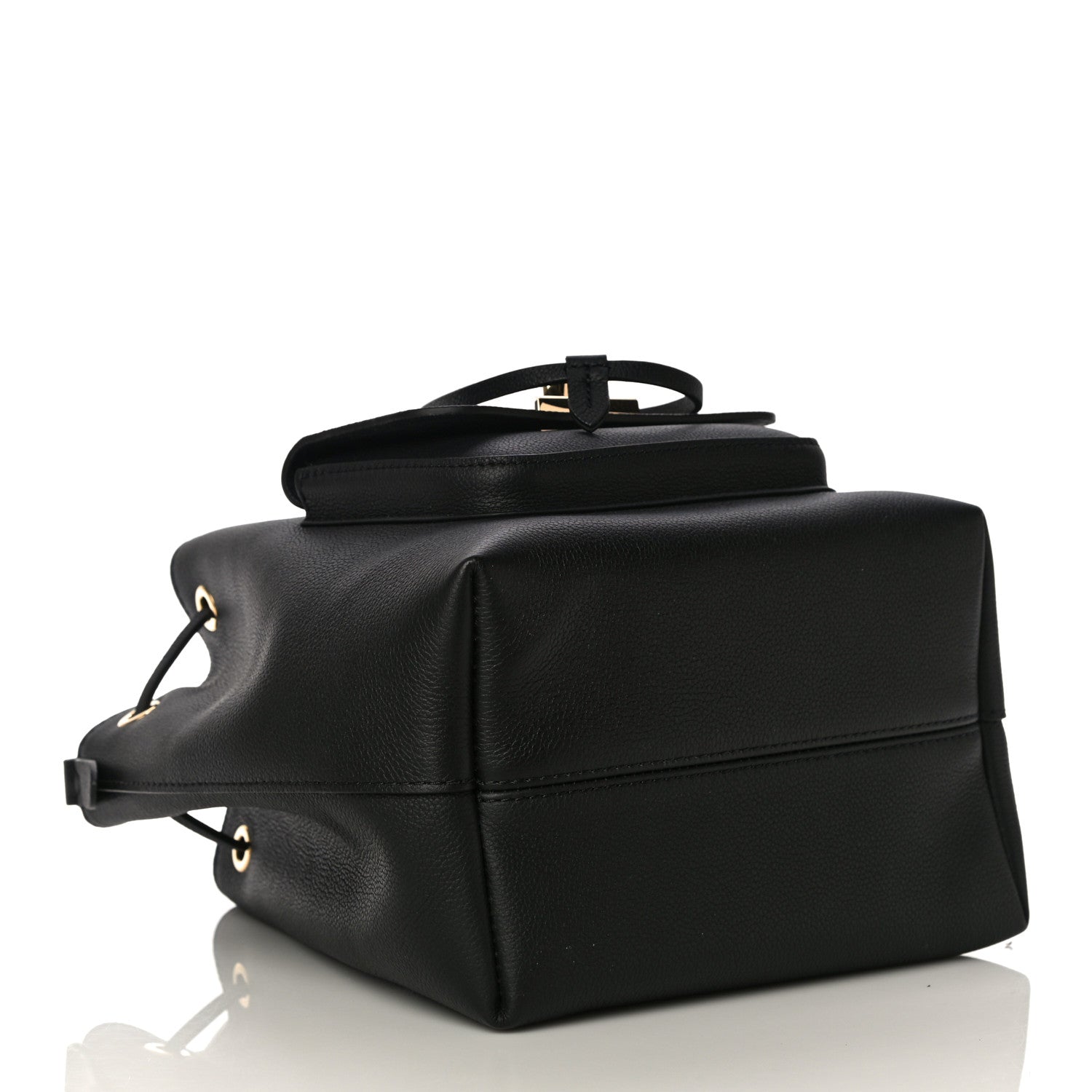 Louis Vuitton Calfskin Lockme Bucket MM Black 3 of 8
