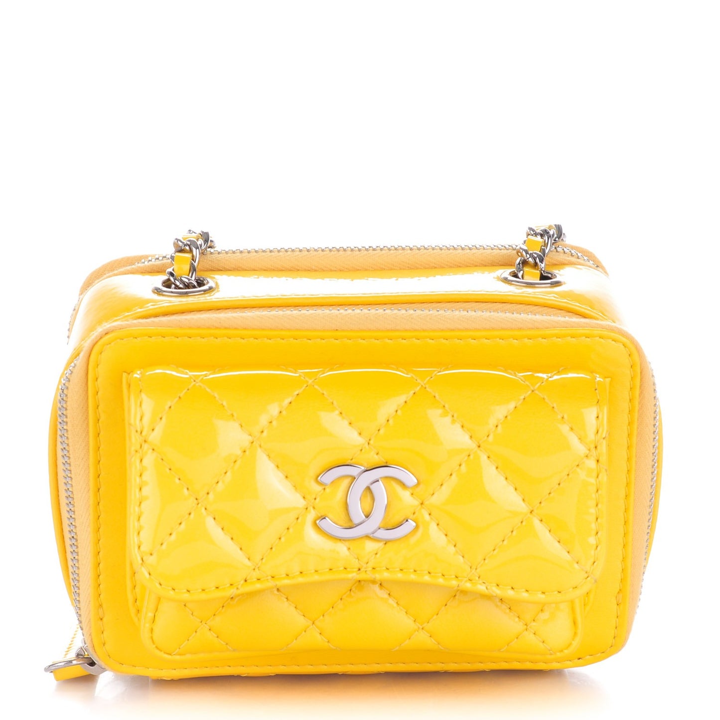 Patent Quilted Mini Pocket Box Yellow