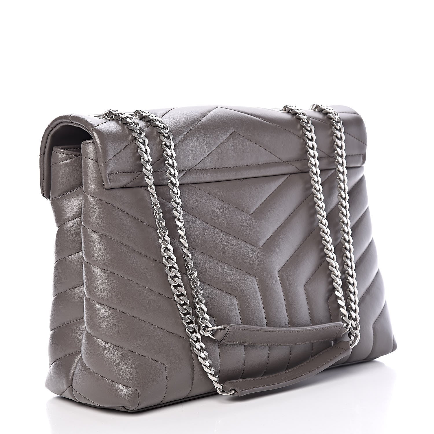 Saint Laurent Calfskin Y Quilted Monogram Medium Loulou Chain Satchel Earth 3 of 10