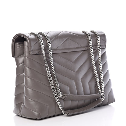 Saint Laurent Calfskin Y Quilted Monogram Medium Loulou Chain Satchel Earth 3 of 10