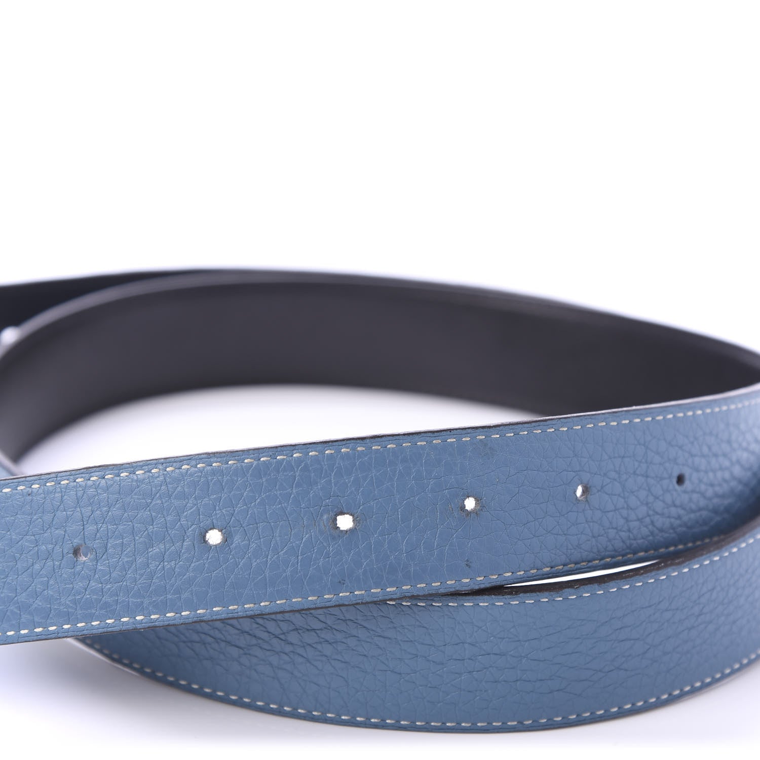 Hermes Box Togo 32mm Reversible Belt Strap 100 Black Blue Jean 3 of 5