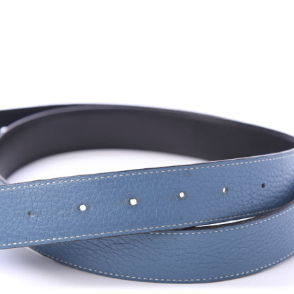 Hermes Box Togo 32mm Reversible Belt Strap 100 Black Blue Jean 3 of 5