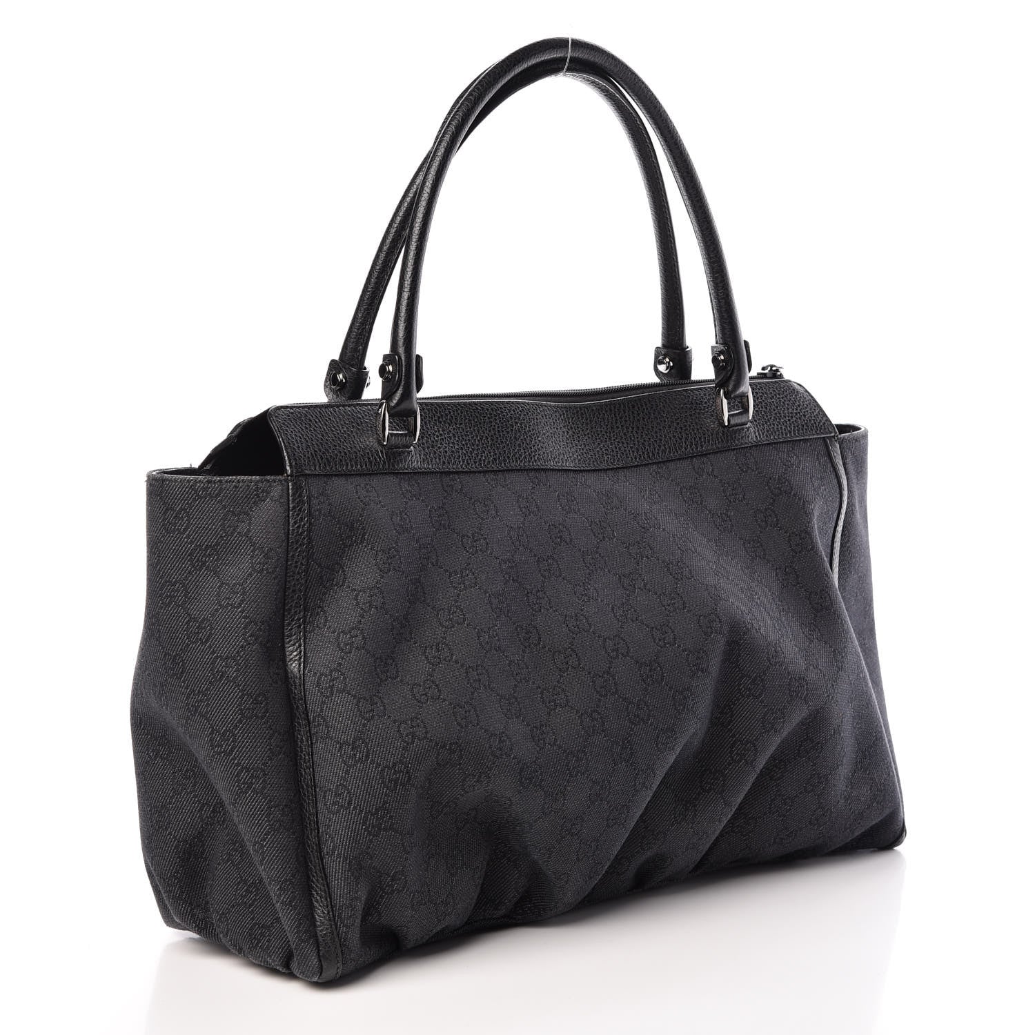 Gucci Denim Monogram Large D Ring Tote Black 3 of 9