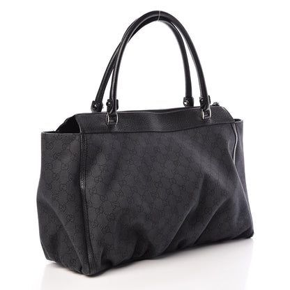 Gucci Denim Monogram Large D Ring Tote Black 3 of 9