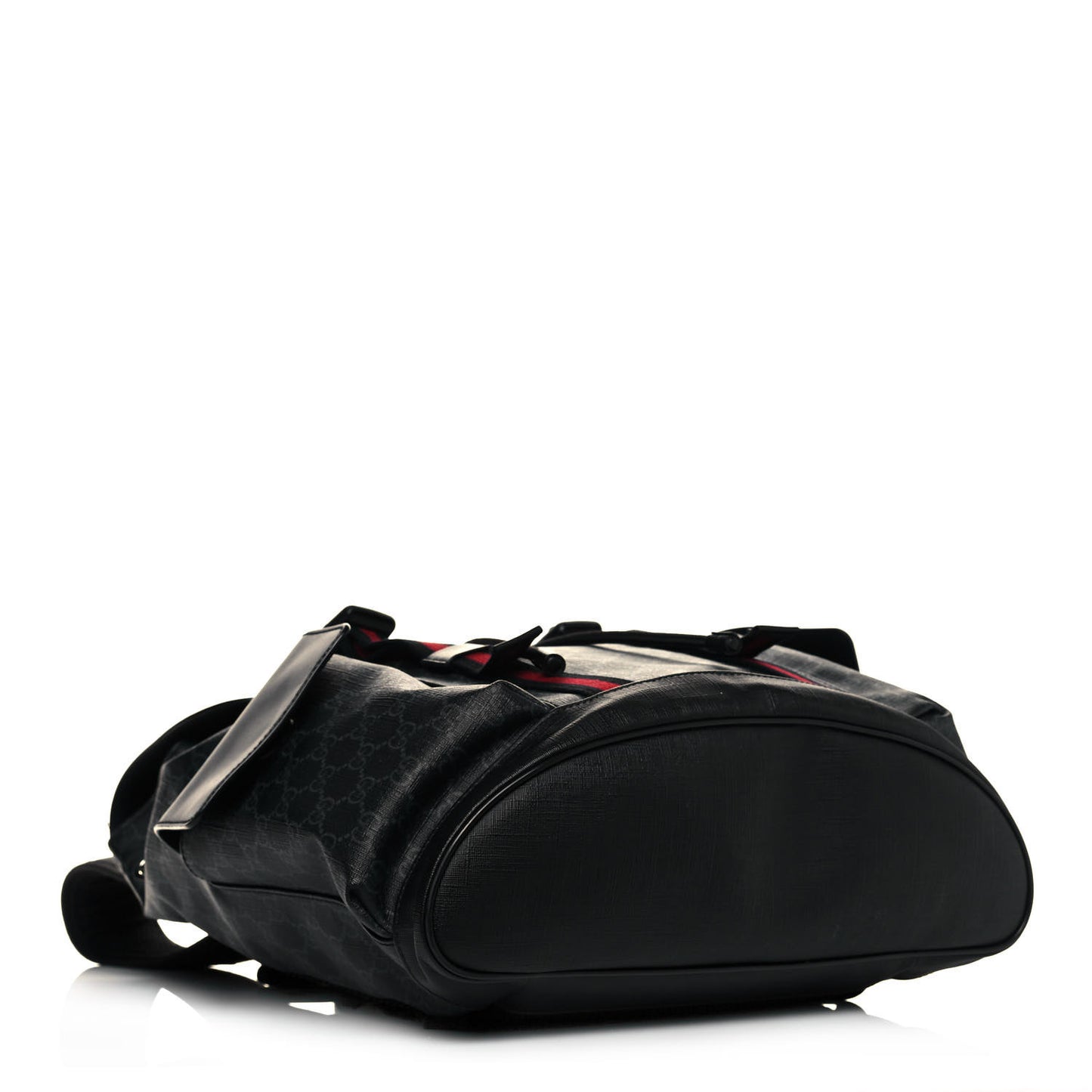 Soft GG Supreme Monogram Appia Calfskin Web Double Buckle Backpack Black