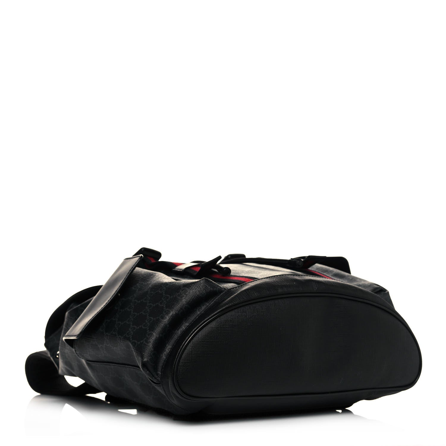 Gucci Soft GG Supreme Monogram Appia Calfskin Web Double Buckle Backpack Black 5 of 15