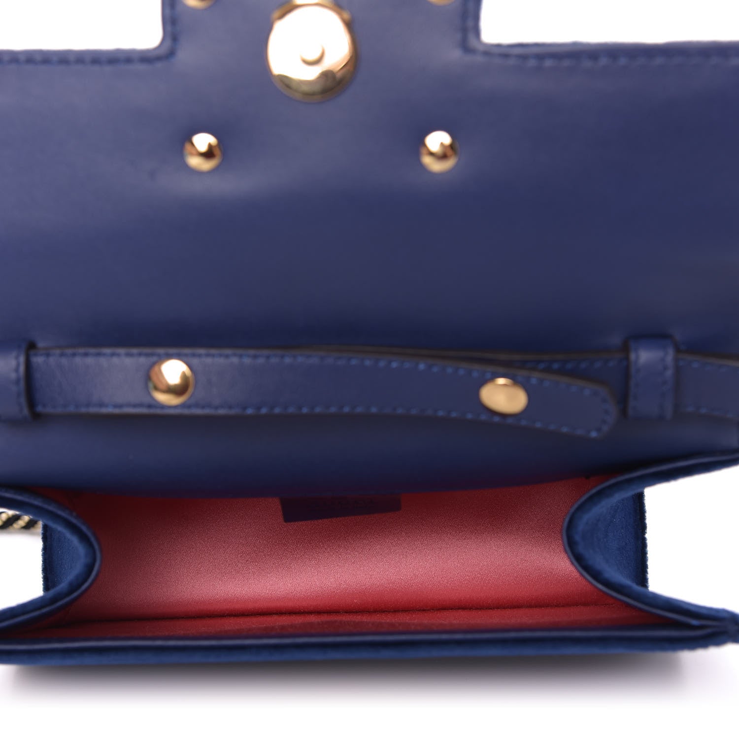 Gucci Velvet Crystal Square G Shoulder Bag Cobalt Blue 5 of 10