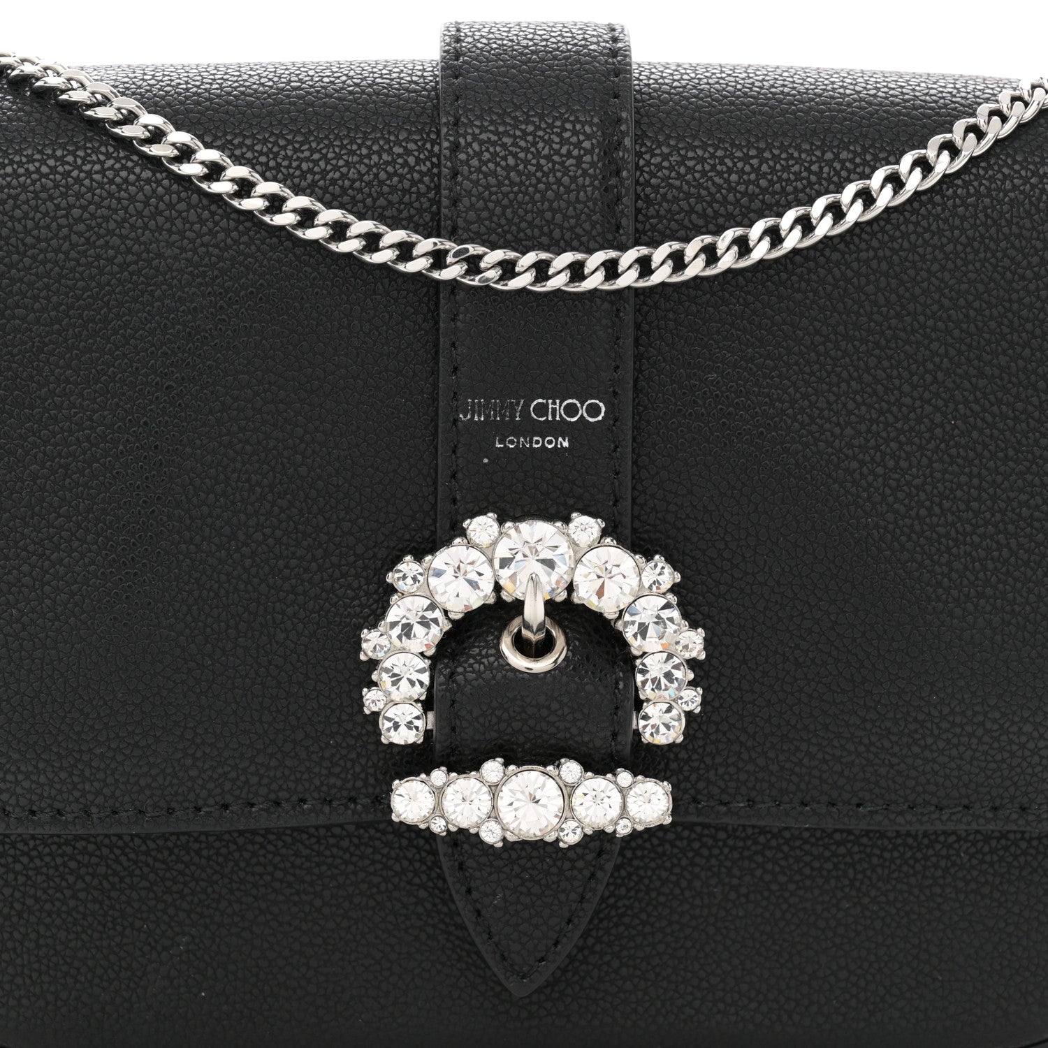 Jimmy Choo Calfskin Crystal Cheri Chain Crossbody Bag Black 8 of 10