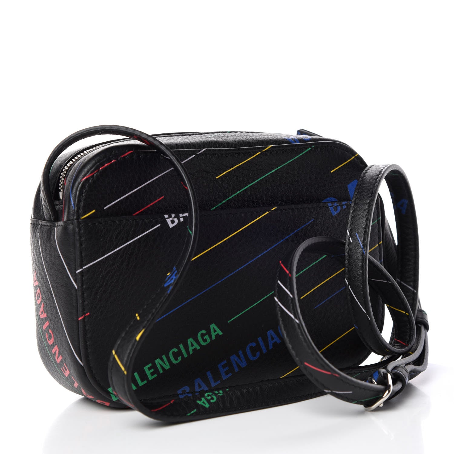 Balenciaga Calfskin Logo Print XS Everyday Camera Bag Black Multicolor 3 of 9