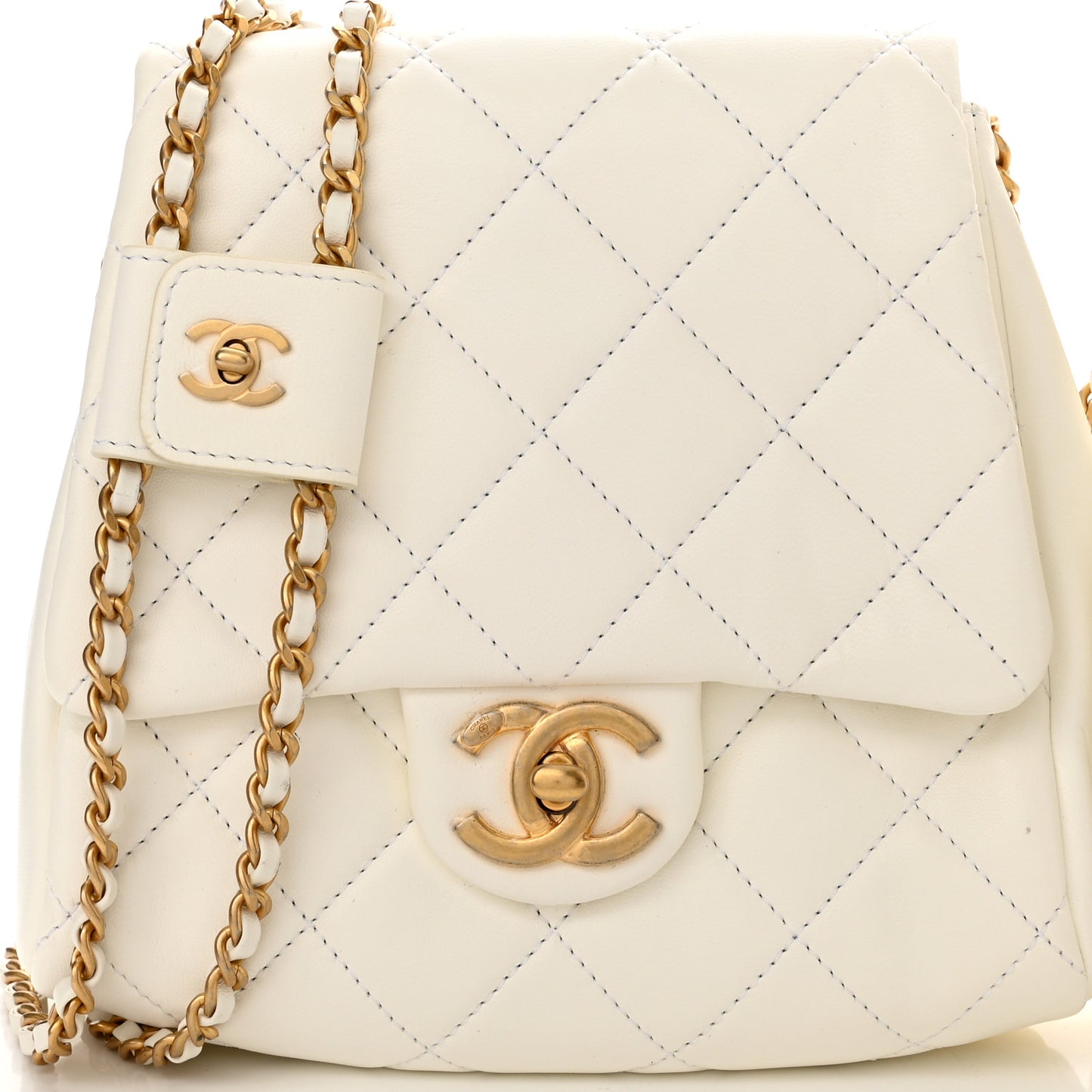 Lambskin Quilted Side-Packs White