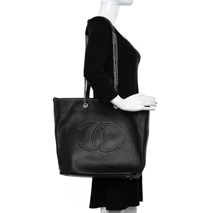 Chanel Grained Calfskin Large Coco Eyelets Shopping Tote Black 2 of 19