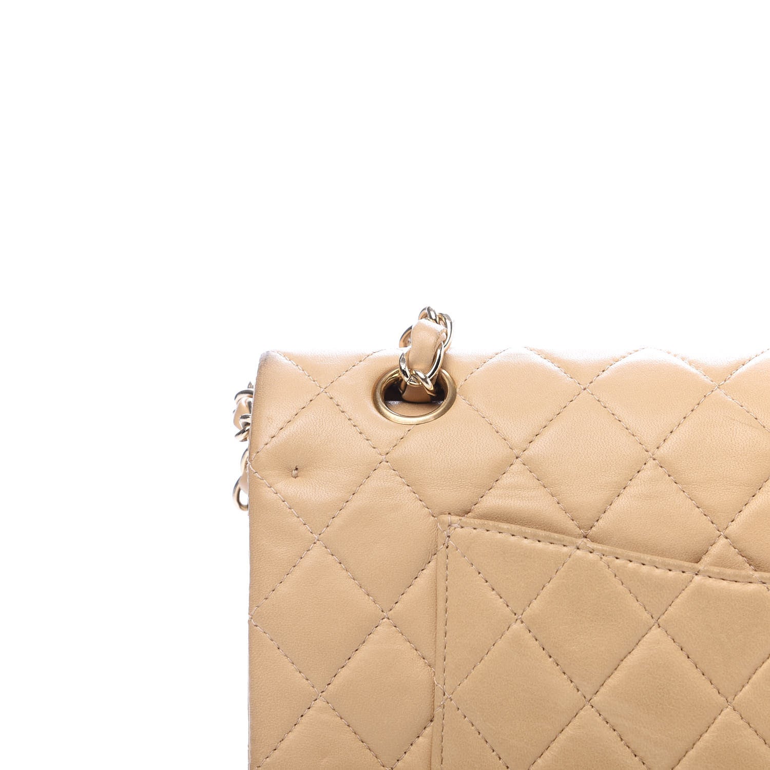 Chanel Lambskin Quilted Medium Double Flap Beige 14 of 19