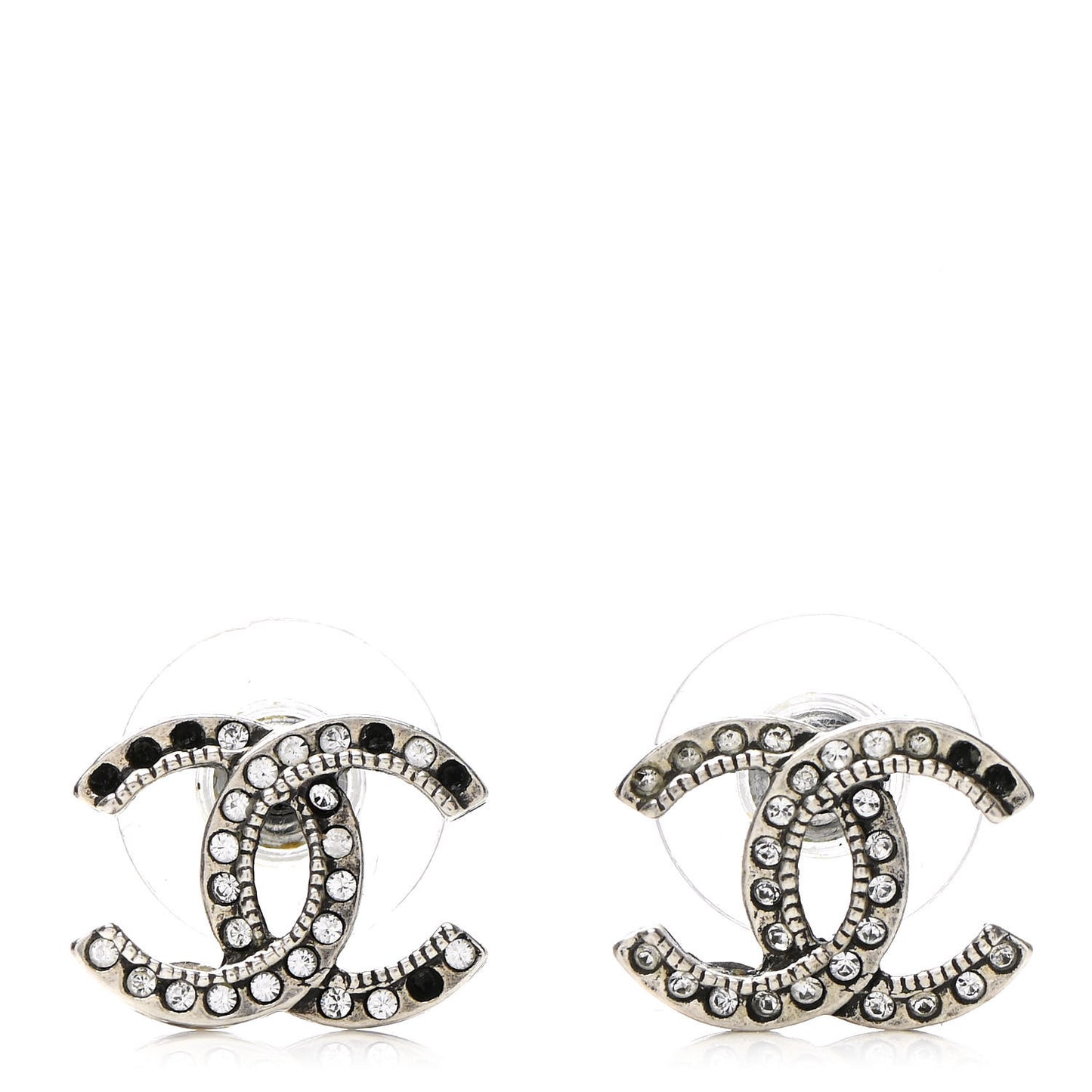 Crystal Royal Flush CC Stud Earrings Silver