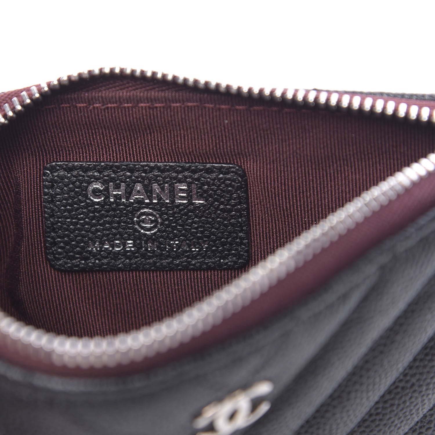 Chanel Caviar Chevron Quilted Small Cosmetic Case Black 6 of 8