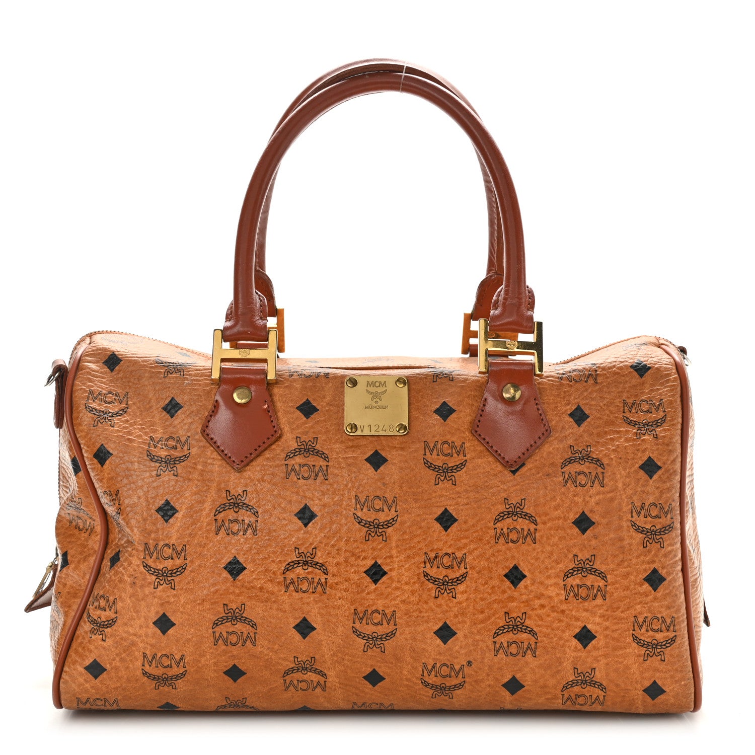 MCM Visetos Essential Boston Bag Cognac 1 of 11