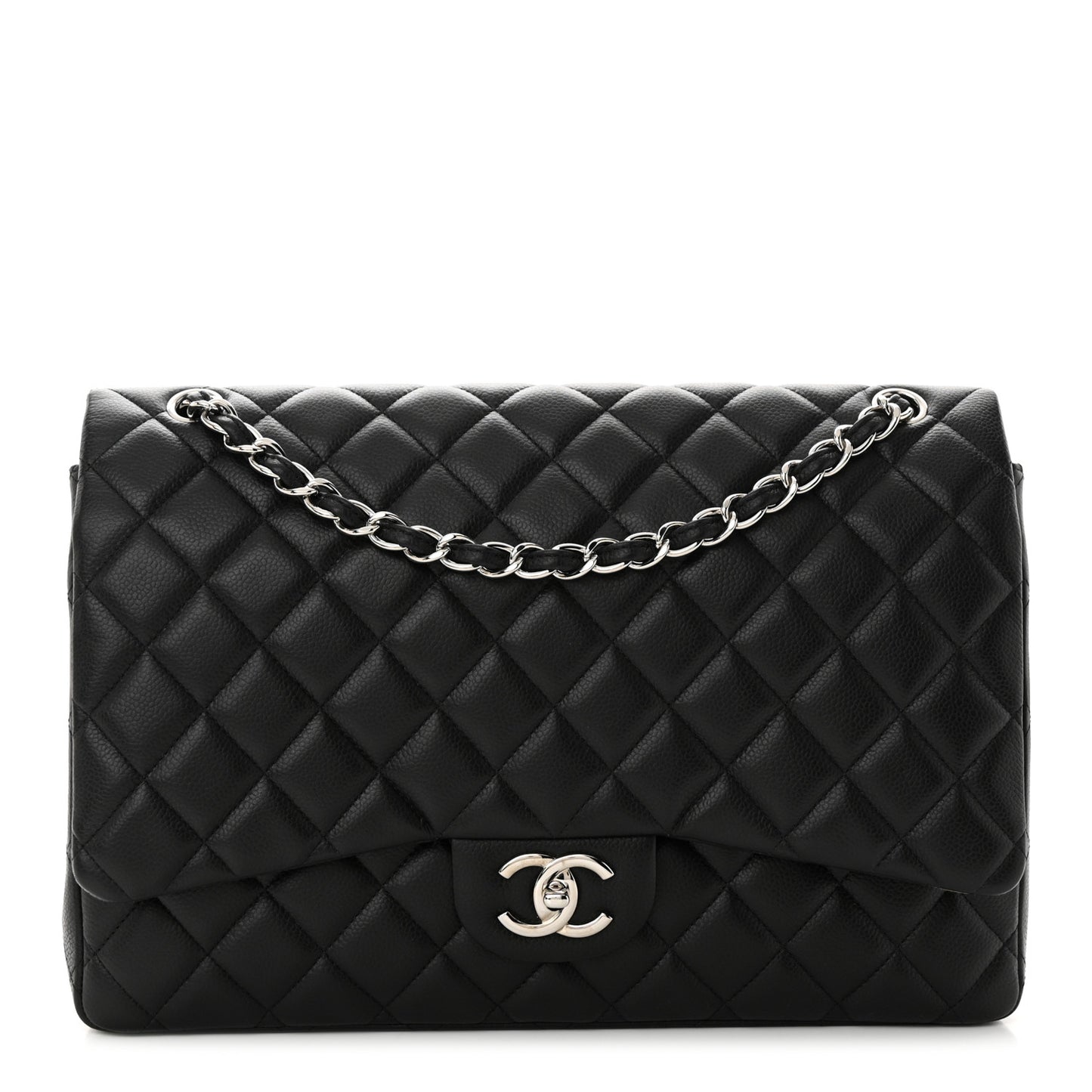 Caviar Quilted Maxi Double Flap Black