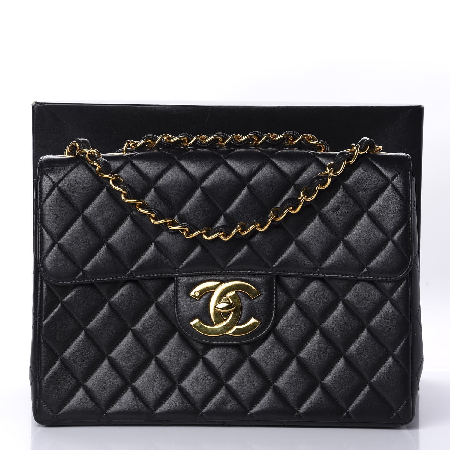 Chanel Lambskin Quilted XL Jumbo Single Flap Black 12 of 12