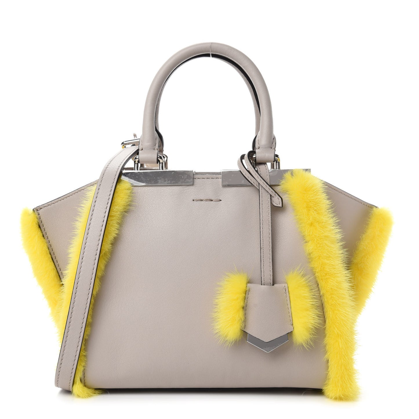 Vitello Dolce Mink Fur Mini 3jours Tote Beige Yellow
