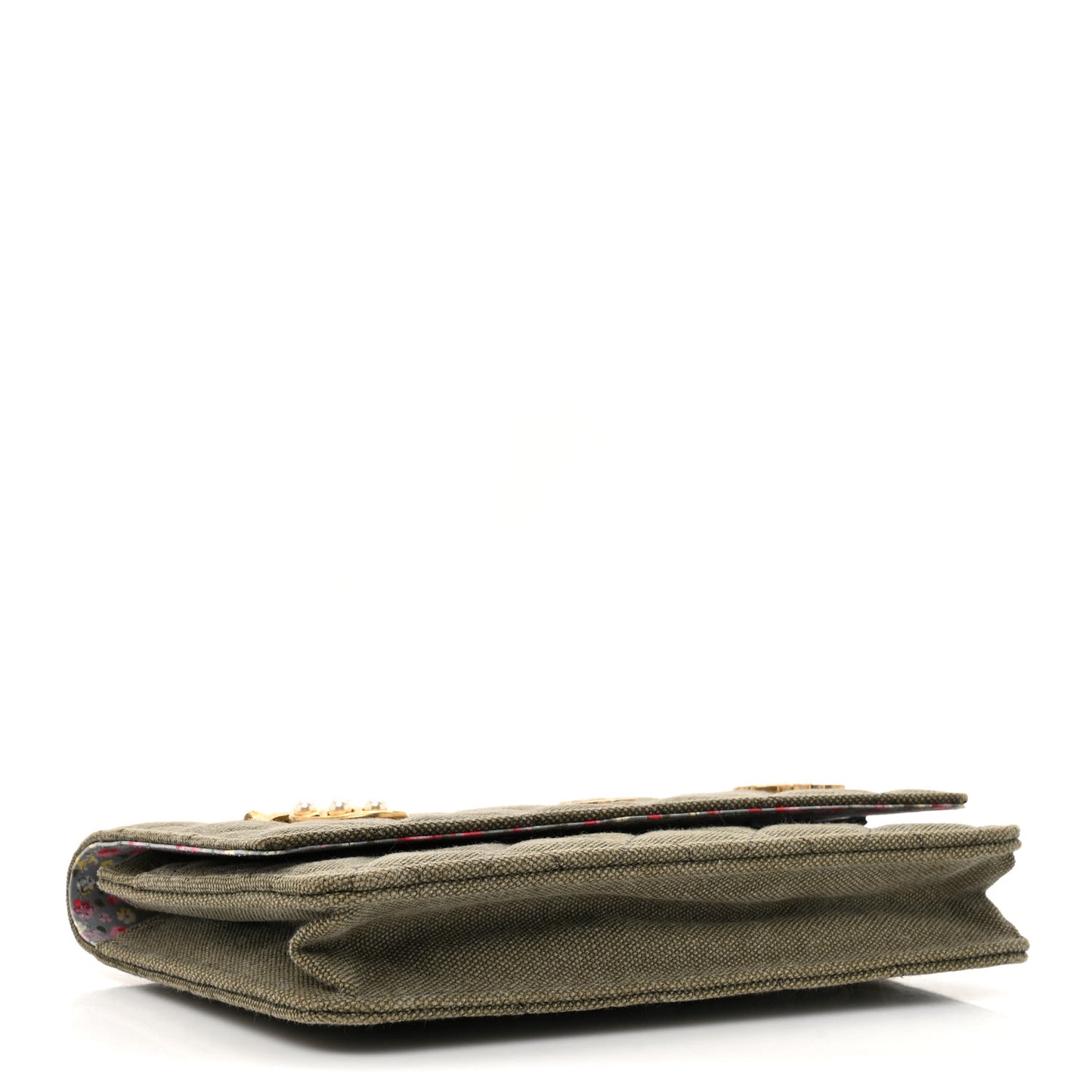 Canvas Quilted Coco Cuba Charms Wallet on Chain WOC Khaki