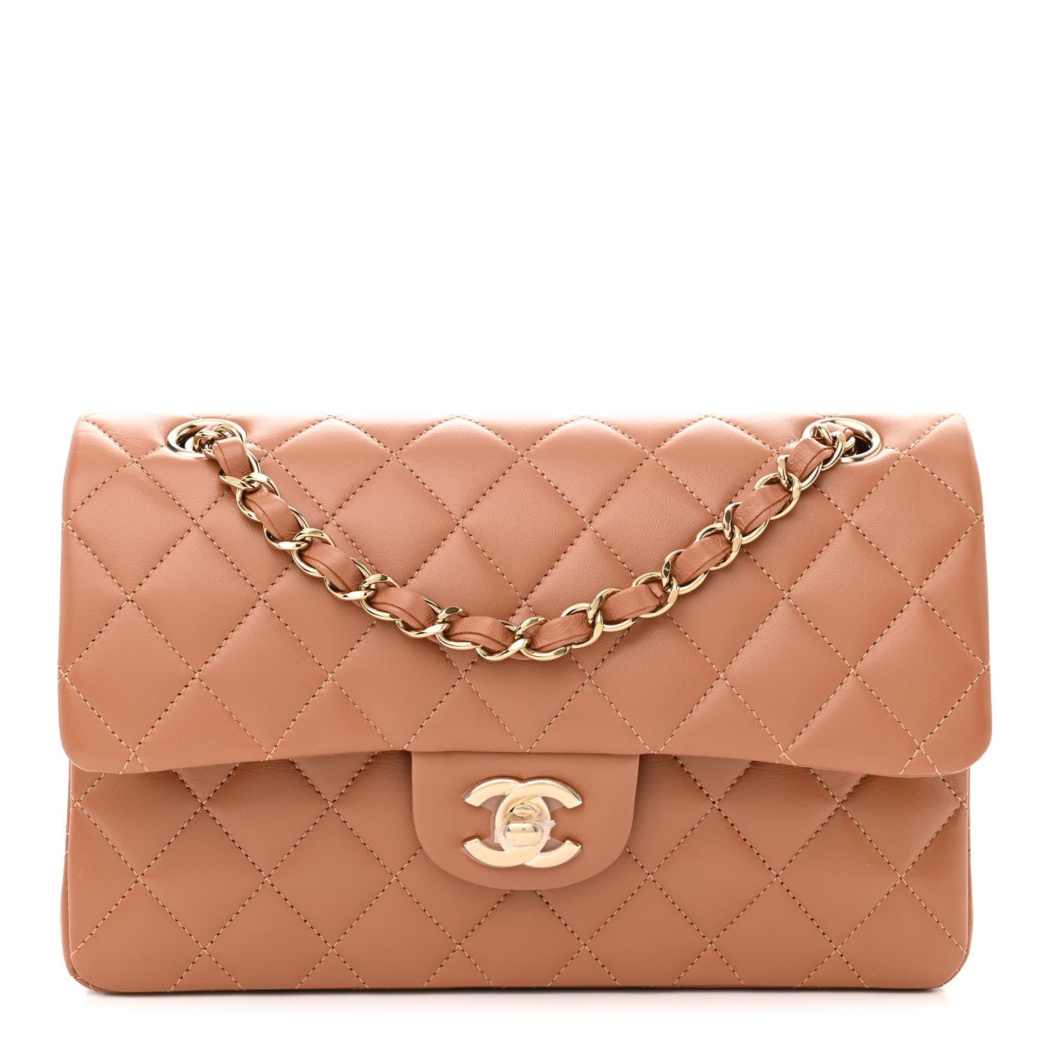 Chanel Lambskin Quilted Small Double Flap Brown 1 of 11