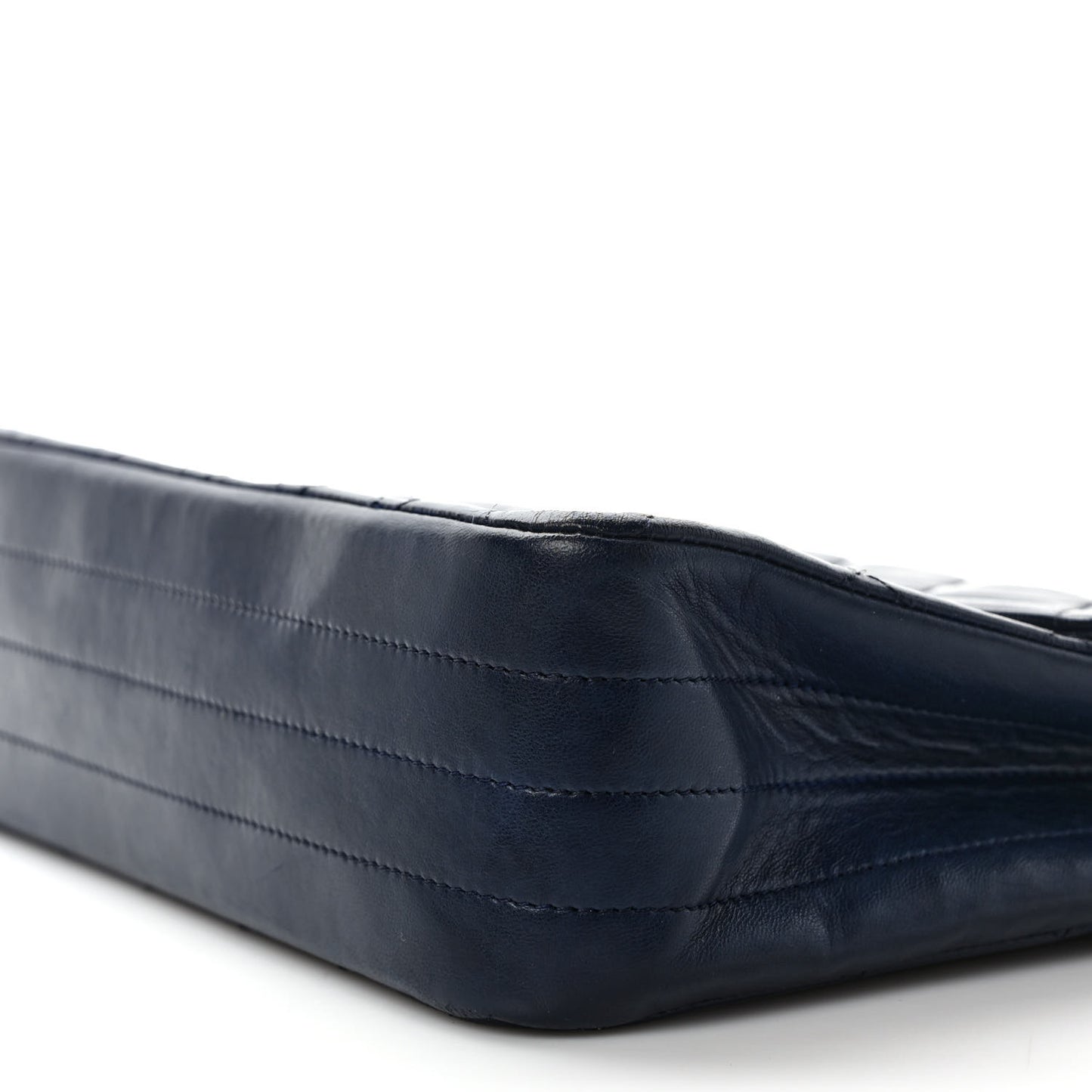 Lambskin Quilted Medium Single Flap Navy