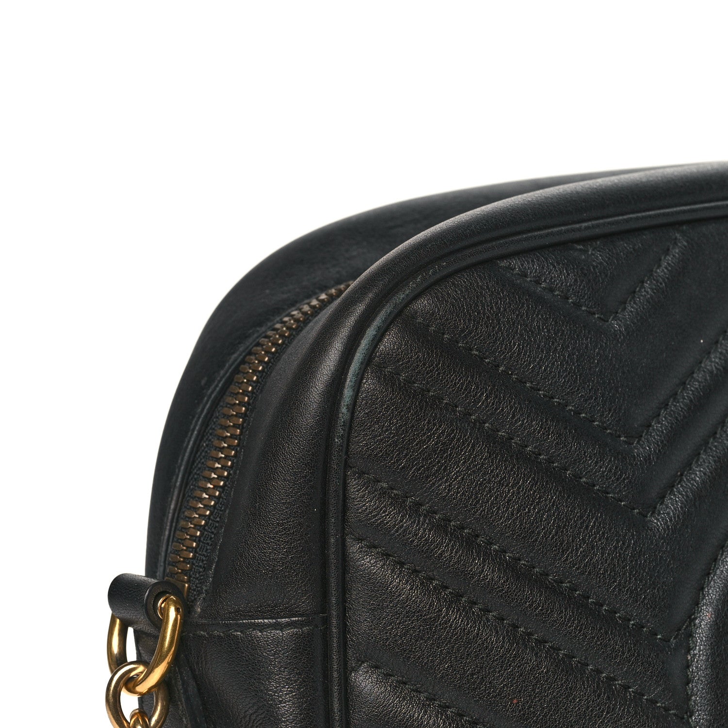 Gucci Calfskin Matelasse Medium GG Marmont Chain Shoulder Bag Black 10 of 11