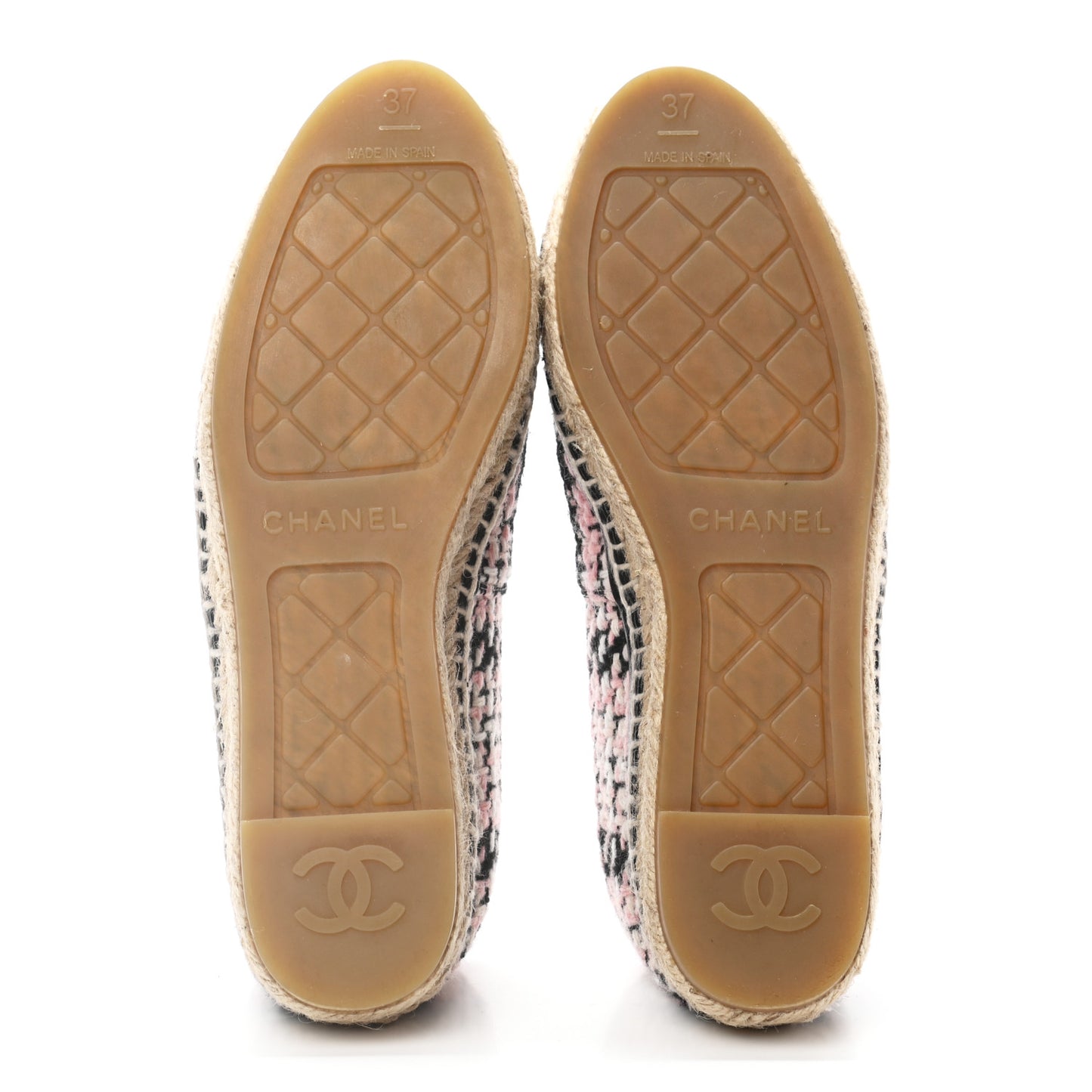 Tweed Lambskin CC Espadrilles 37 Pink Black