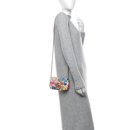 Gucci X KEN SCOTT Calfskin Matelasse Floral Print Super Mini GG Marmont Shoulder Bag Ivory Pink 2 of 10