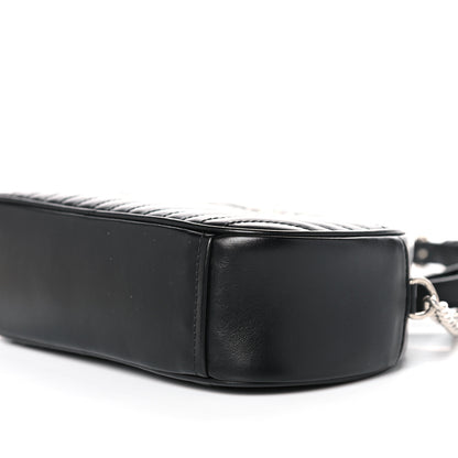 Prada Soft Calfskin Impunture Diagramme Dome Crossbody Bag Black 8 of 9