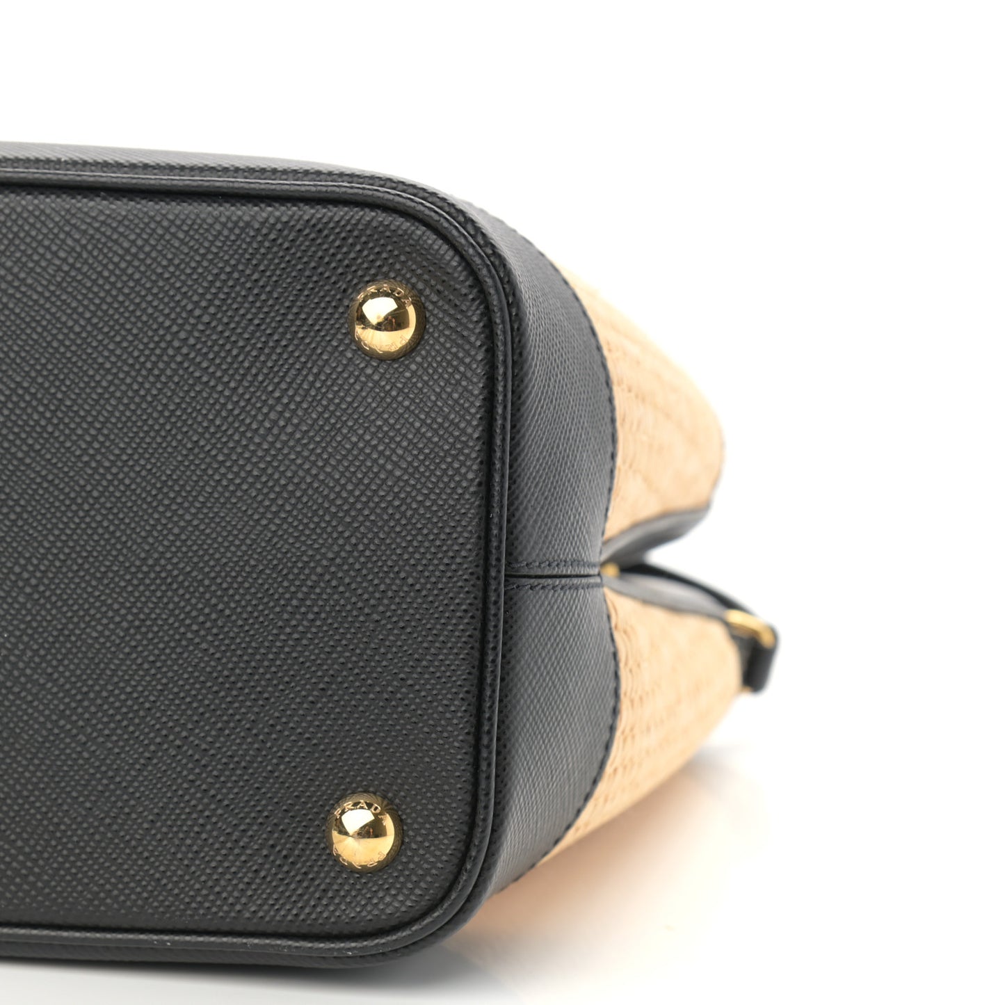 Paglia Saffiano Medium Panier Bucket Bag Naturale Black