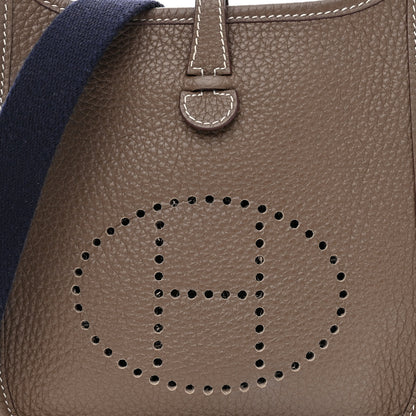 Hermes Taurillon Clemence Amazone Evelyne TPM Etoupe Bleu Indigo 8 of 11
