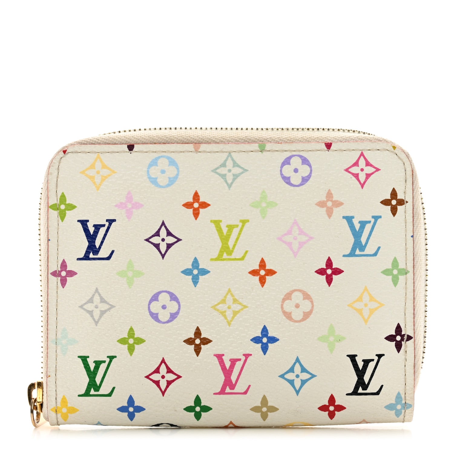 Louis Vuitton Monogram Multicolor Zippy Coin Purse Wallet White Litchi 1 of 10