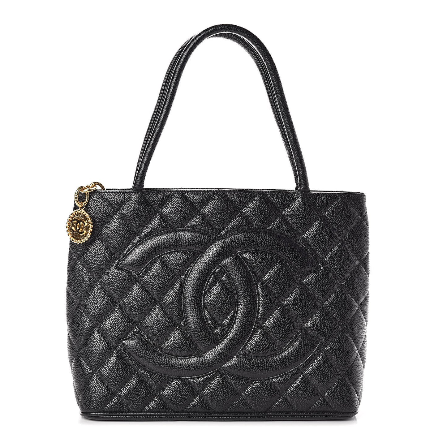 Caviar Quilted Medallion Tote Black