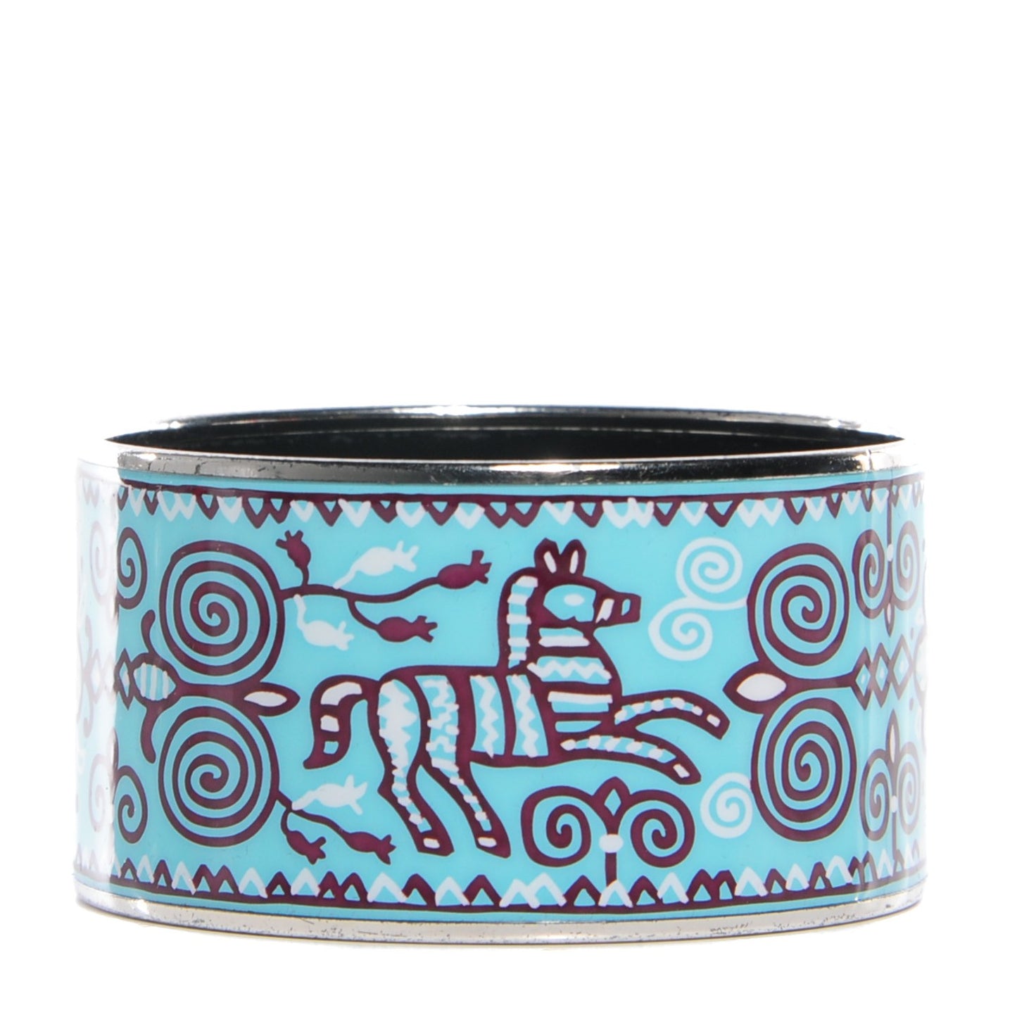 Enamel Printed Horses Extra Wide Bracelet 65 Aqua