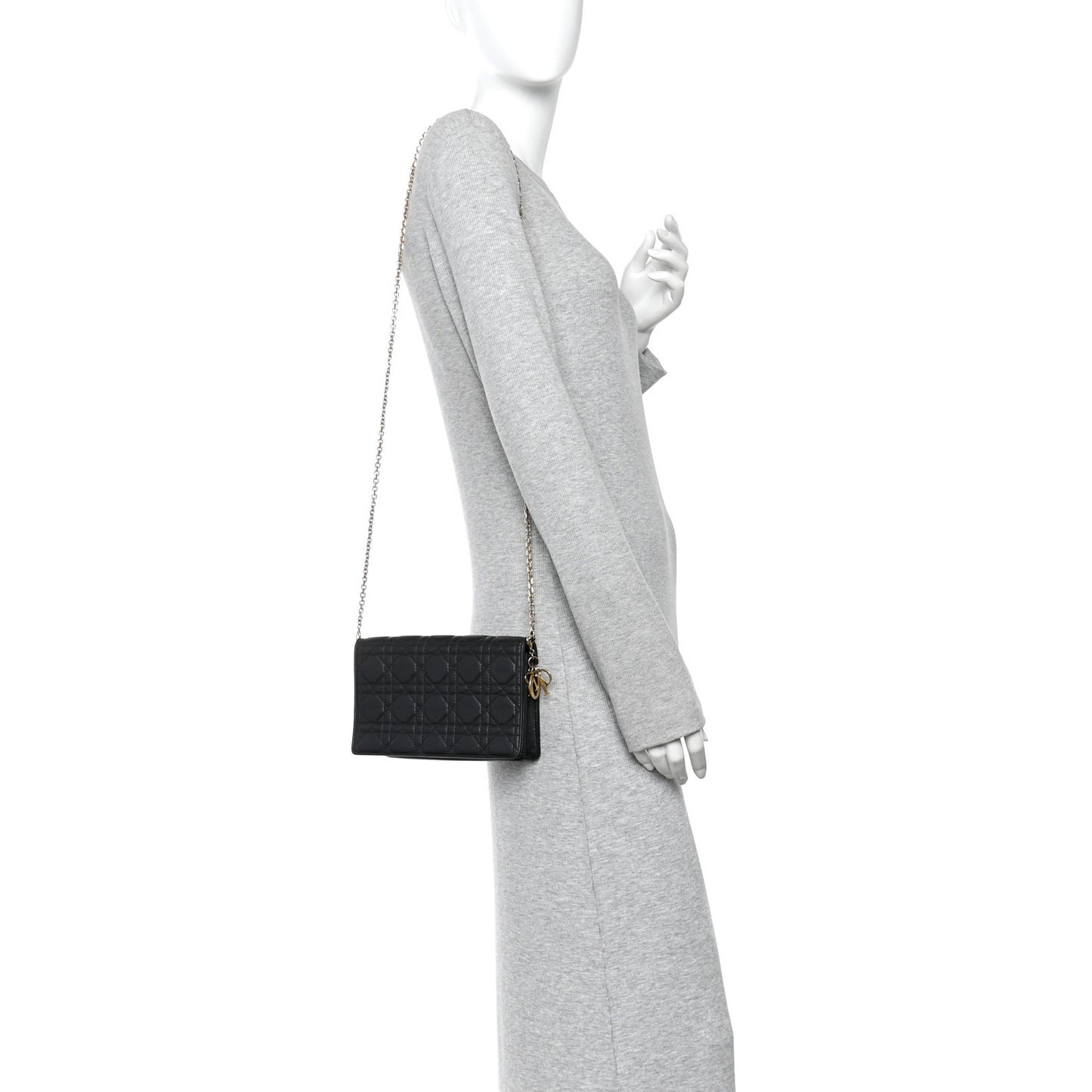 Lambskin Cannage Lady Dior Pouch Black