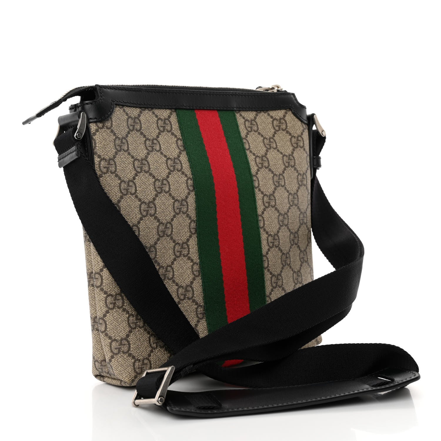 Gucci GG Supreme Monogram Web Messenger Bag Black 3 of 12